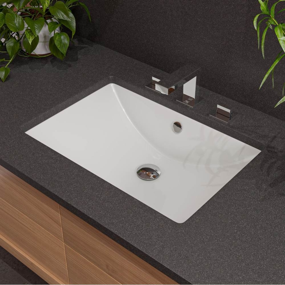White 24'' Rectangular Undermount Ceramic Sink