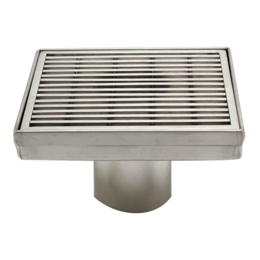5'' x 5'' Square Stainless Steel Shower Drain with Groove Lines