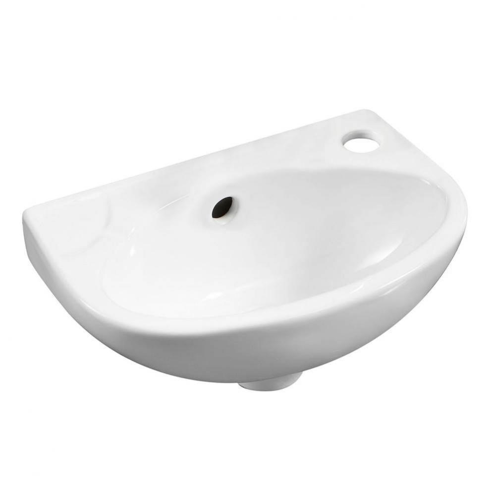 White 14'' Small Wall Mounted Ceramic Sink with Faucet Hole