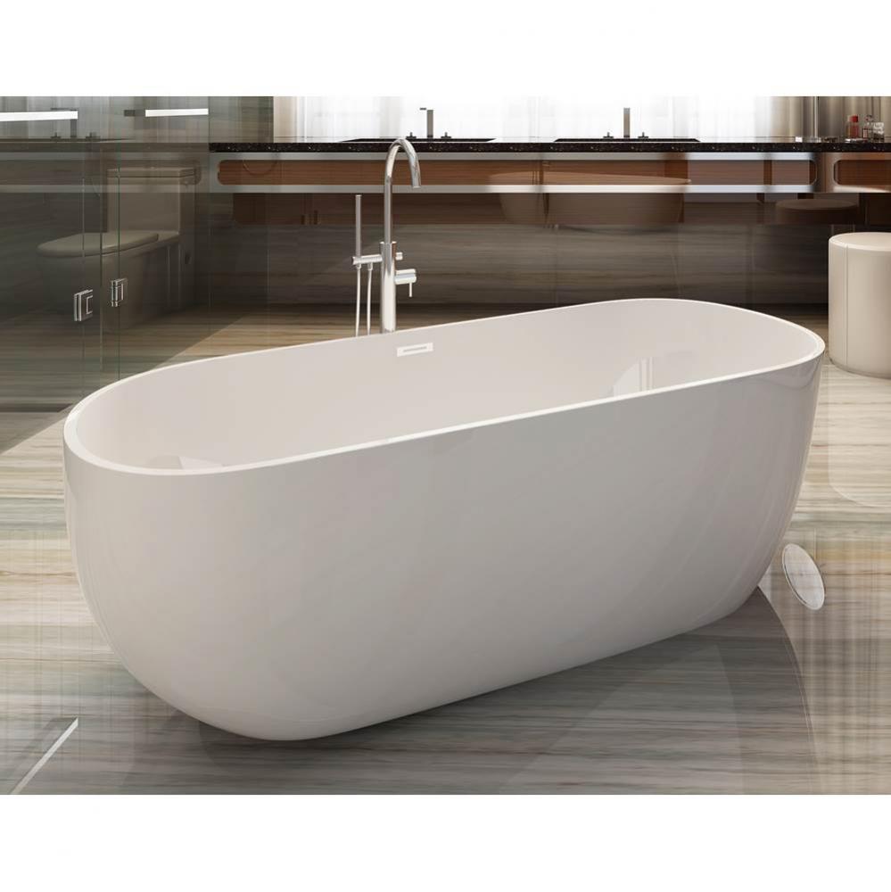 59 inch White Oval Acrylic Free Standing Soaking Bathtub