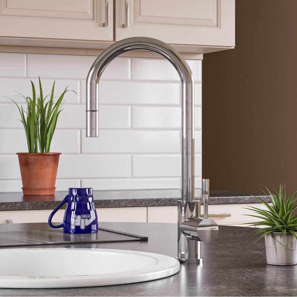 Solid Polished Stainless Steel Single Hole Pull Down Kitchen Faucet