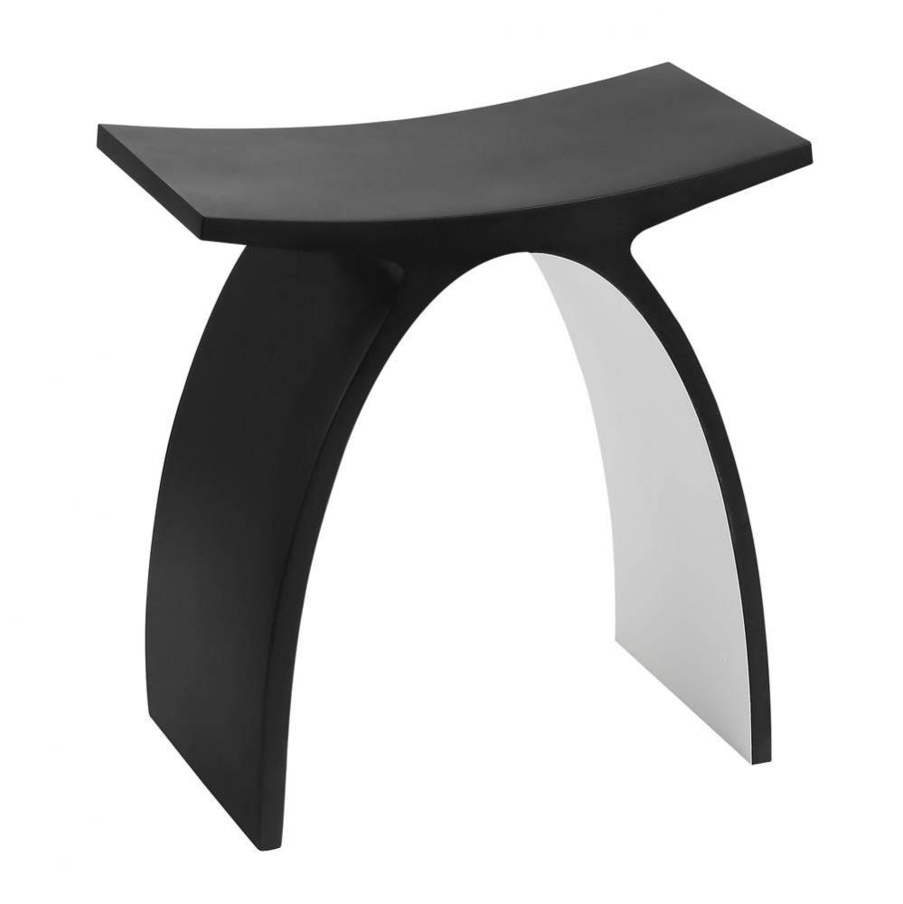 Black Matte Arched Solid Surface Resin Bathroom / Shower Stool