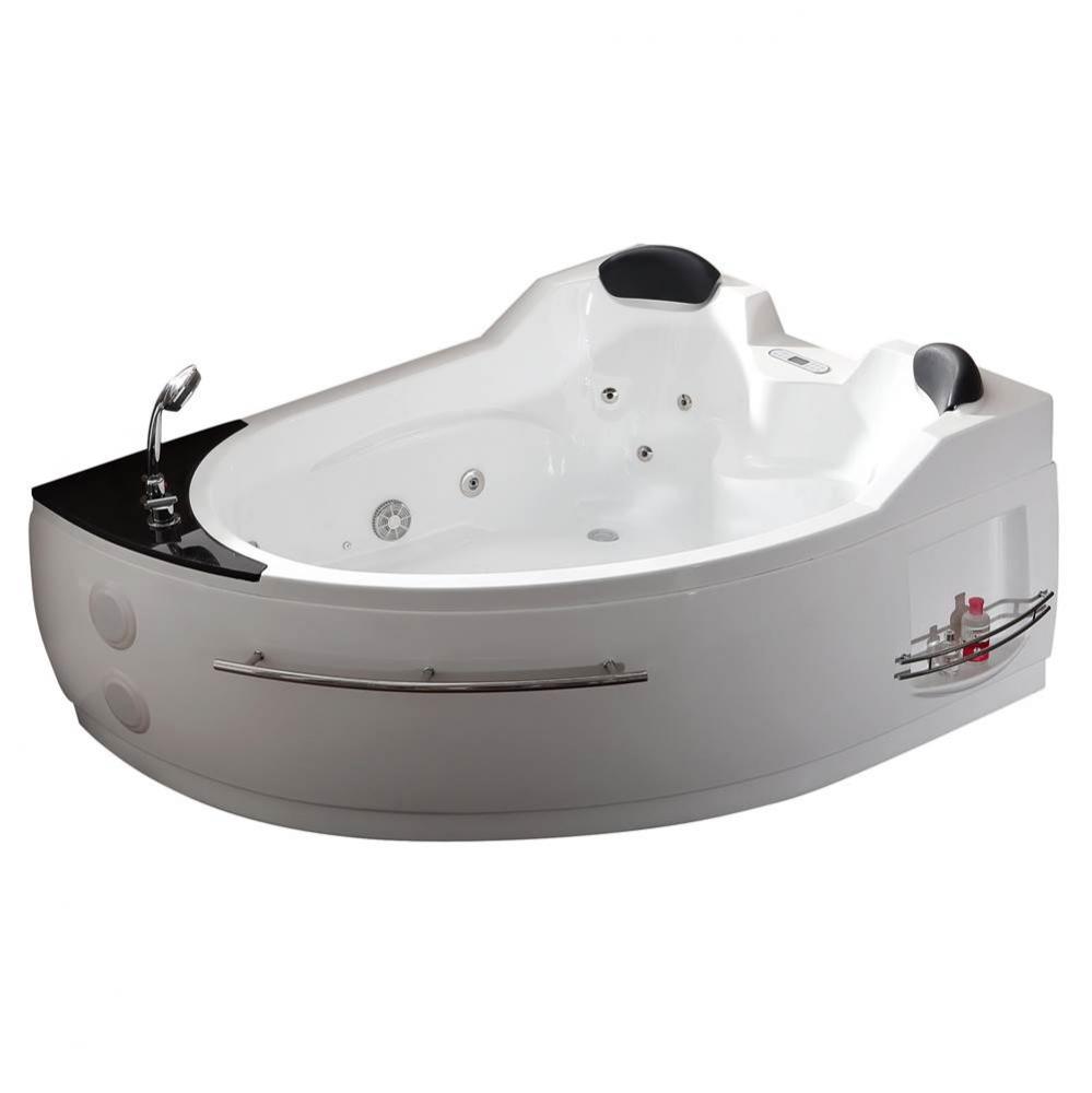 EAGO 1 5.5 ft Right Drain Corner Acrylic White Whirlpool Bathtub for Two