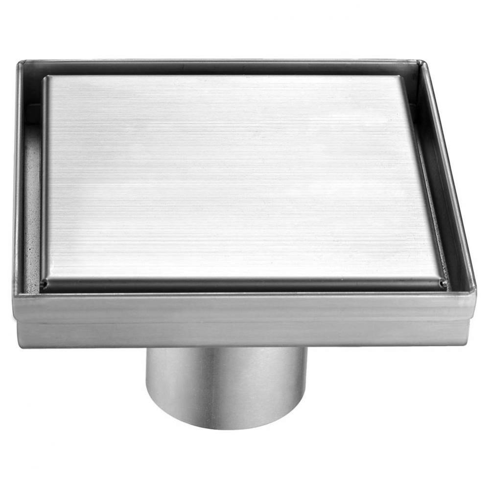 5'' x 5'' Modern Square Brushed Stainless Steel Shower Drain with Solid Cover