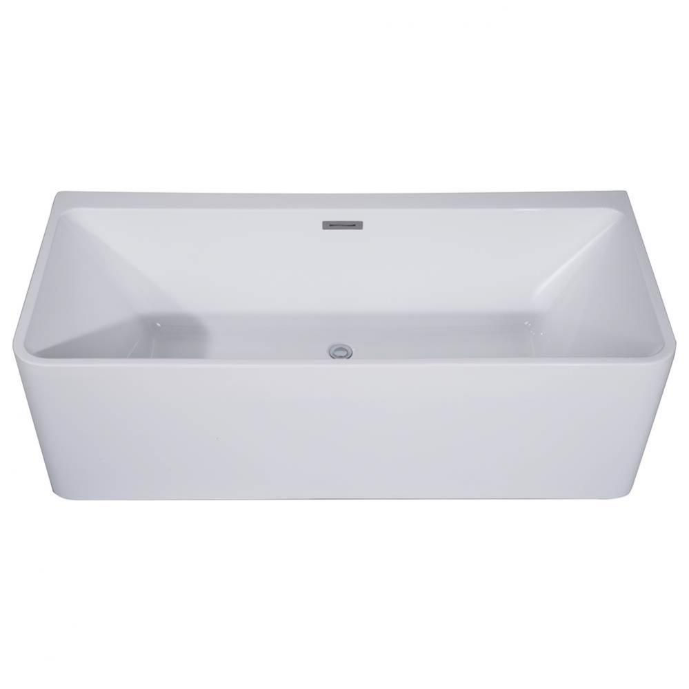 59 inch White Rectangular Acrylic Free Standing Soaking Bathtub