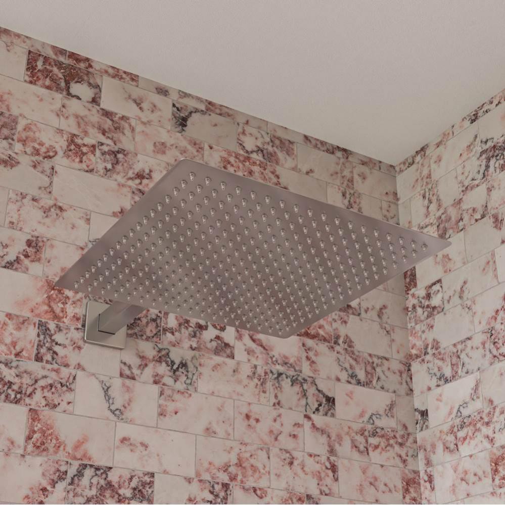 Solid Brushed Stainless Steel 16'' Square Ultra Thin Rain Shower Head