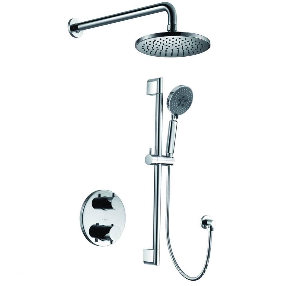 Polished Chrome Round Style 2 Way Thermostatic Shower Set