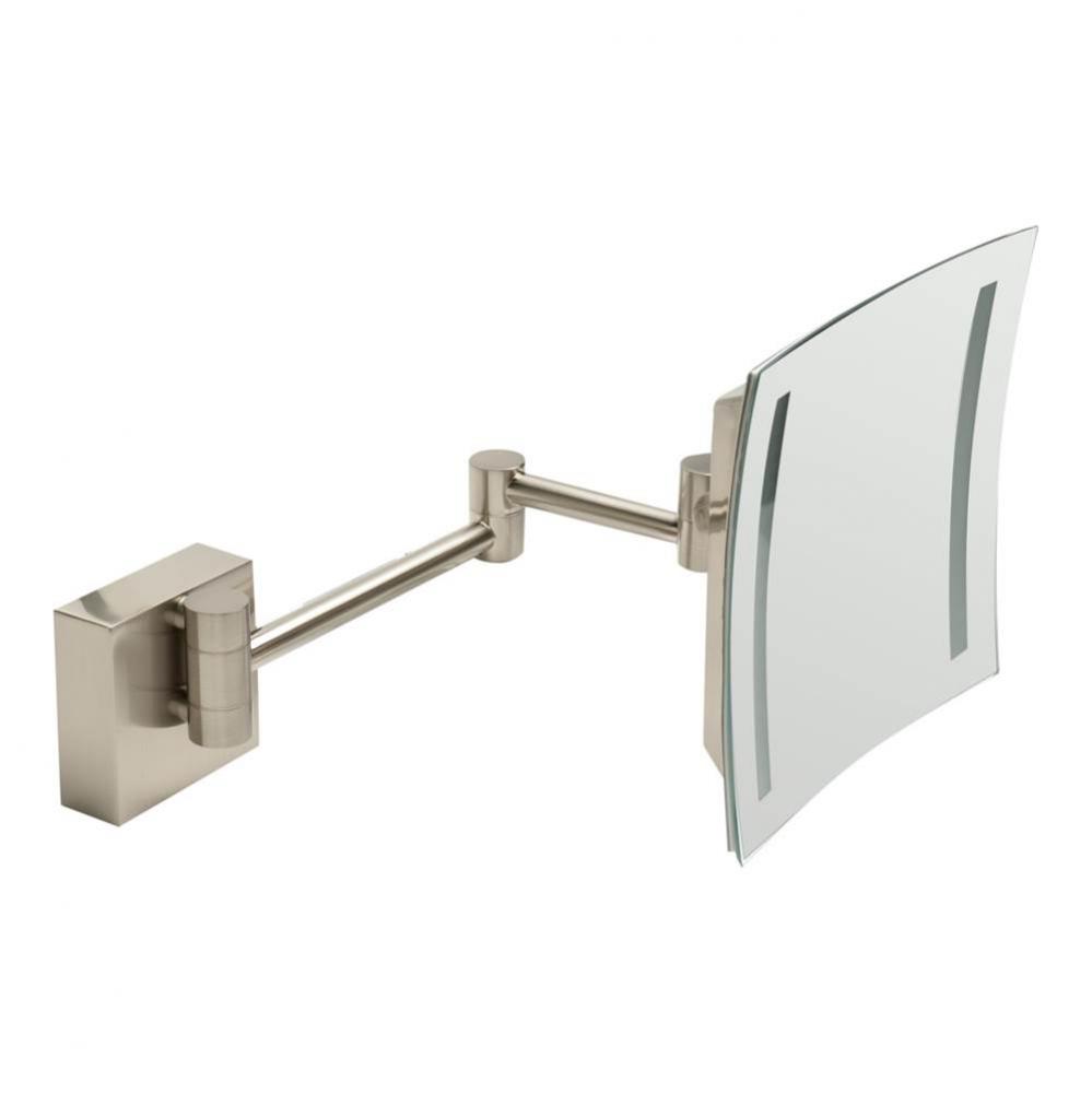 ALFI brand  Brushed Nickel Wall Mount Square 8'' 5x Magnifying Cosmetic Mirror with