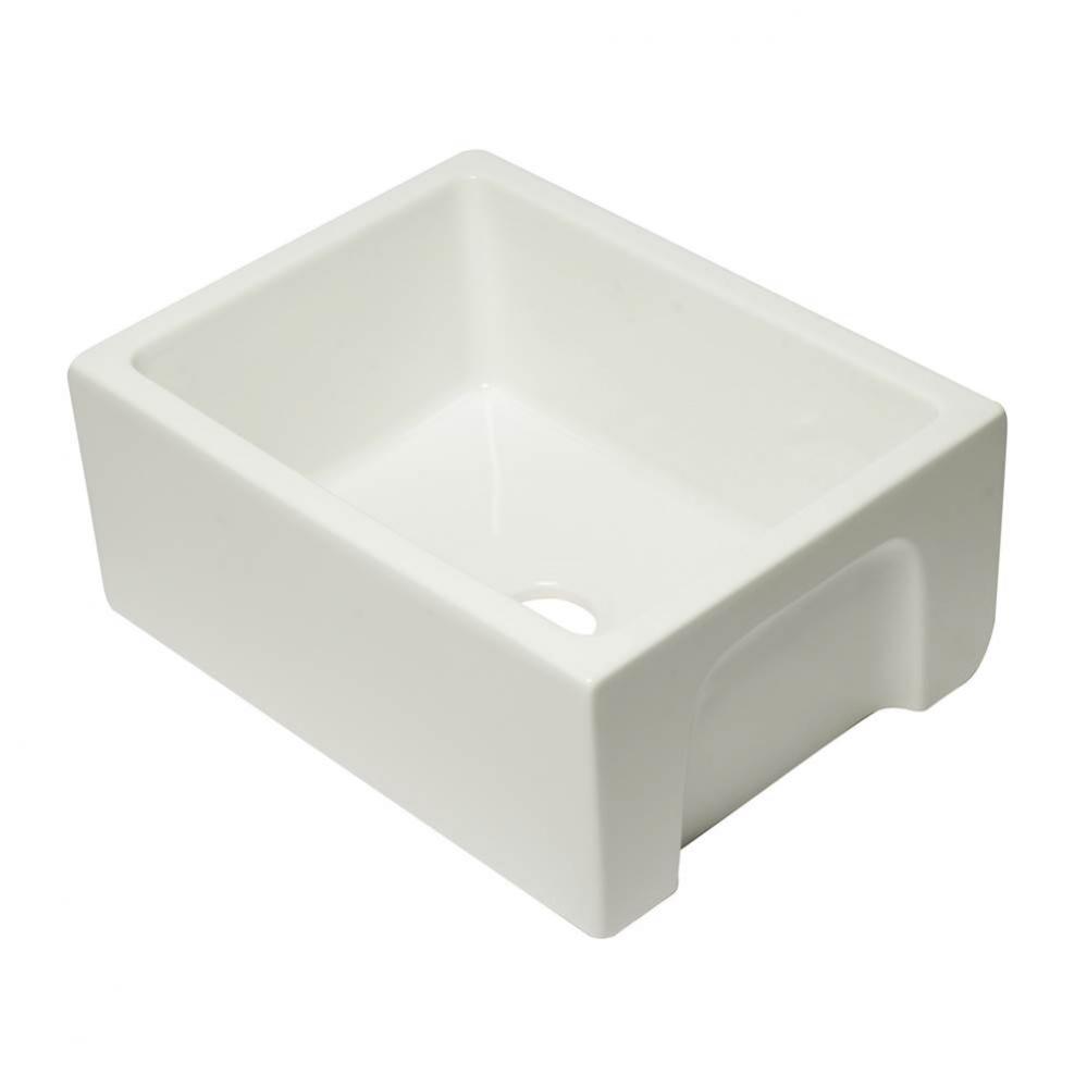 24 inch Biscuit Reversible Smooth / Fluted Single Bowl Fireclay Farm Sink