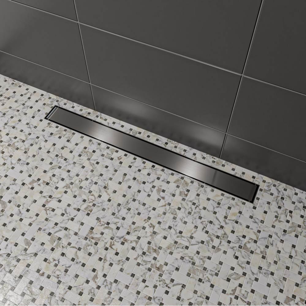 32'' Modern Brushed Stainless Steel Linear Shower Drain with Solid Cover