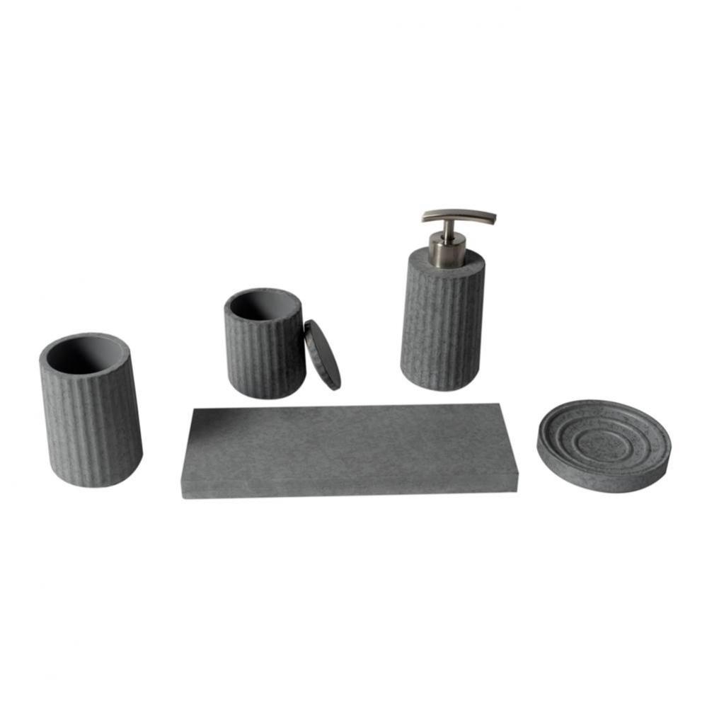 5 Piece Solid Concrete Gray Matte Bathroom Accessory Set