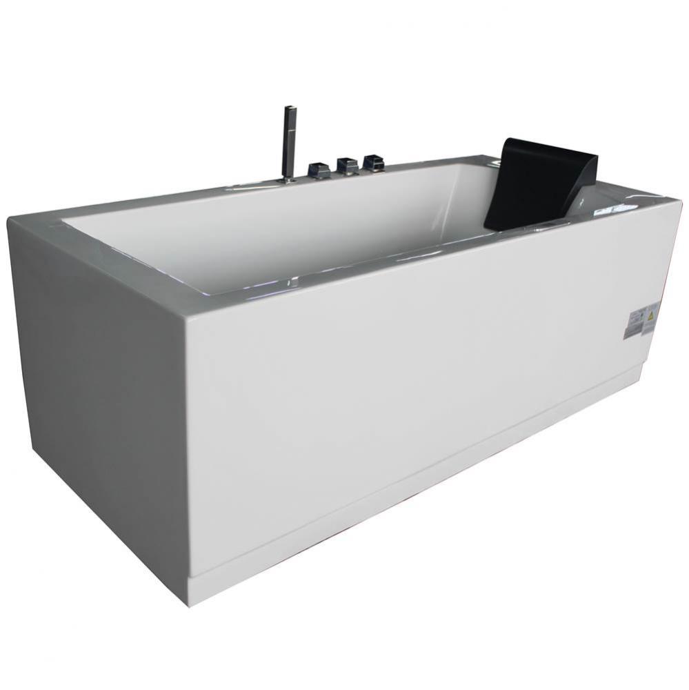 EAGO 1 6 ft Acrylic White Rectangular Whirlpool Bathtub w Fixtures
