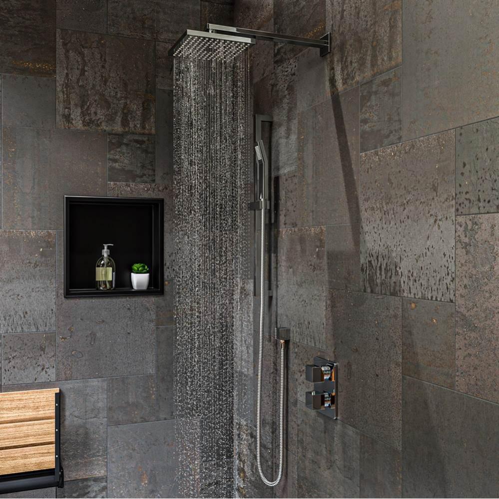 Polished Chrome 2 Way Thermostatic Square Shower Set