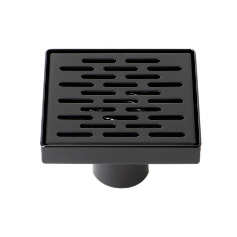 5'' x 5'' Black Matte Square Stainless Steel Shower Drain with Groove Holes