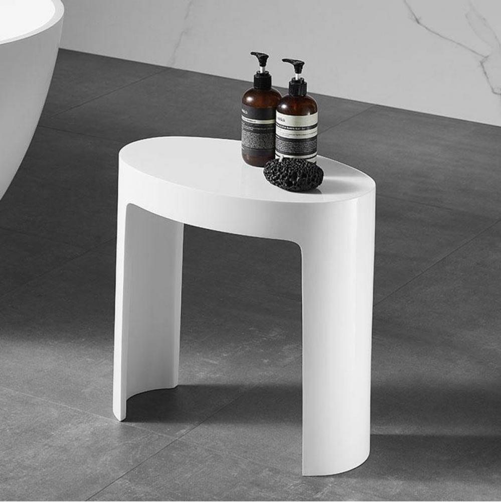 White Matte Solid Surface Resin Bathroom/Shower Stool