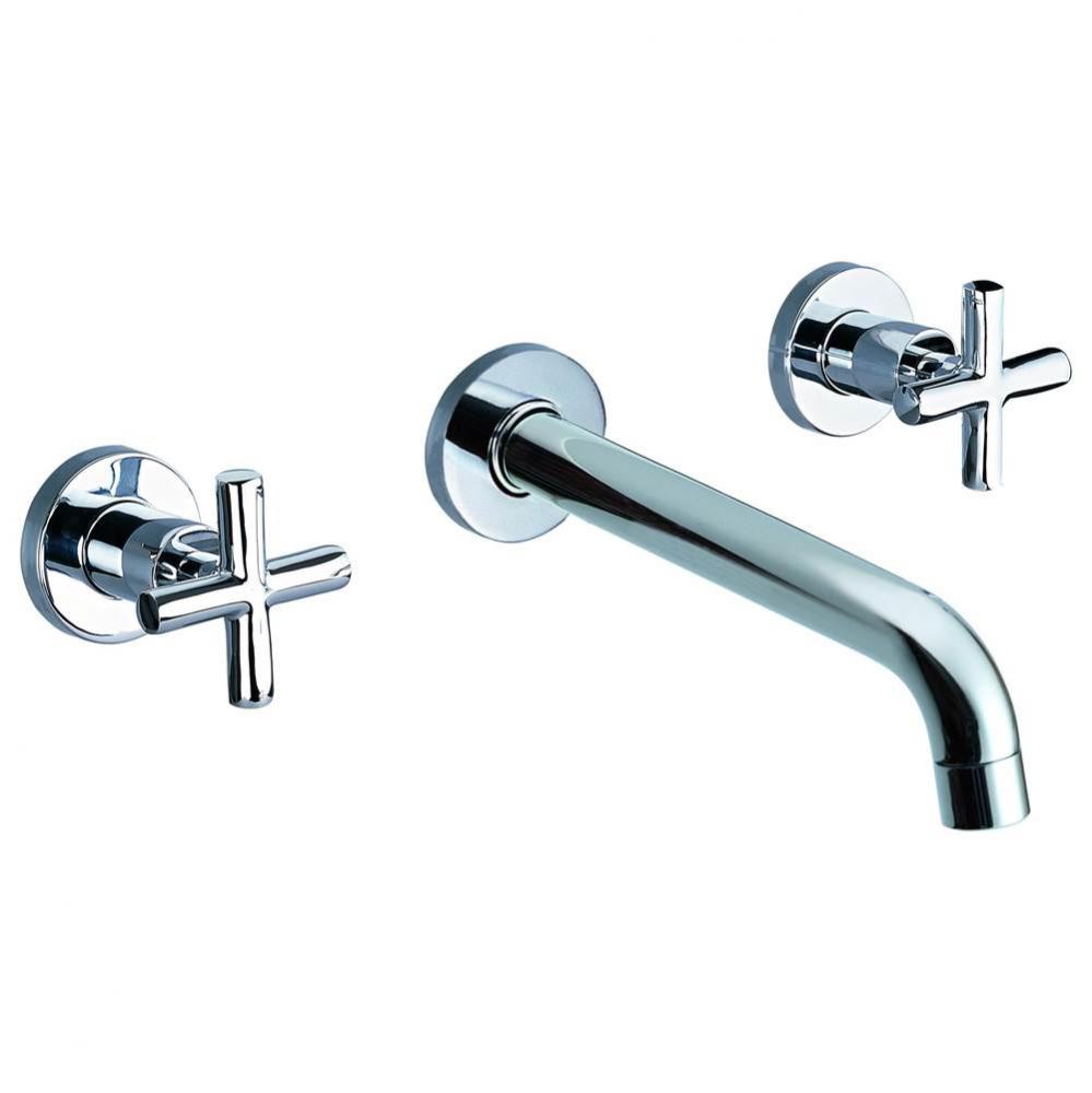 Polished Chrome 8'' Widespread Wall-Mounted Cross Handle Faucet