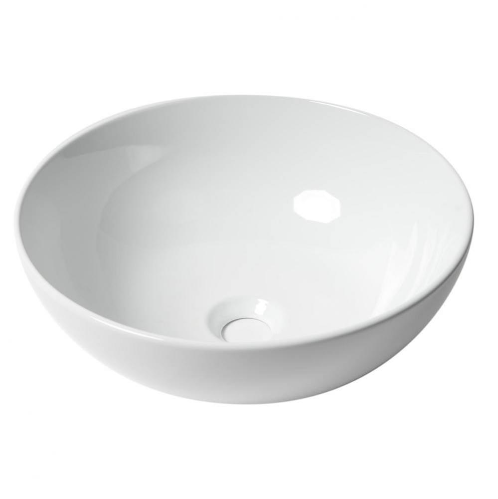 ALFI brand ABC905 White 15'' Round Vessel Bowl Above Mount Ceramic Sink