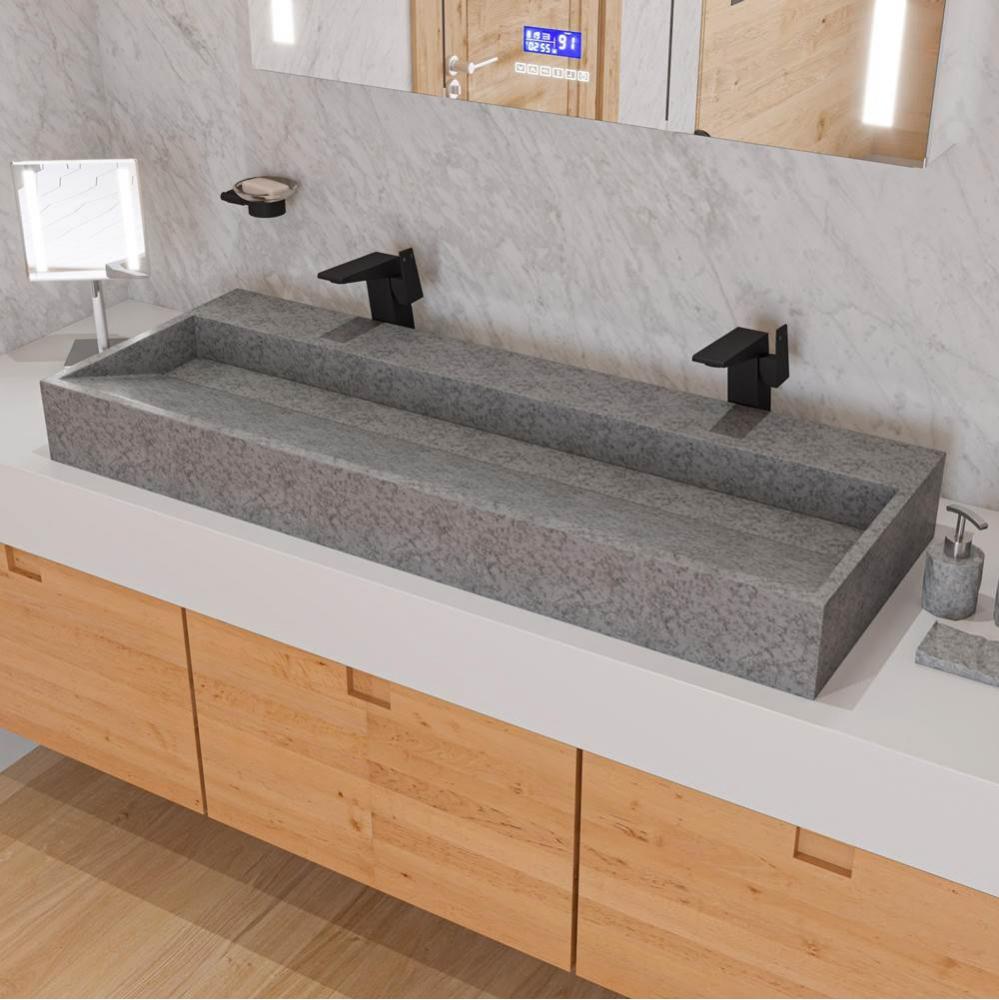 48'' Solid Concrete Gray Matte Trough Sink for the Bathroom