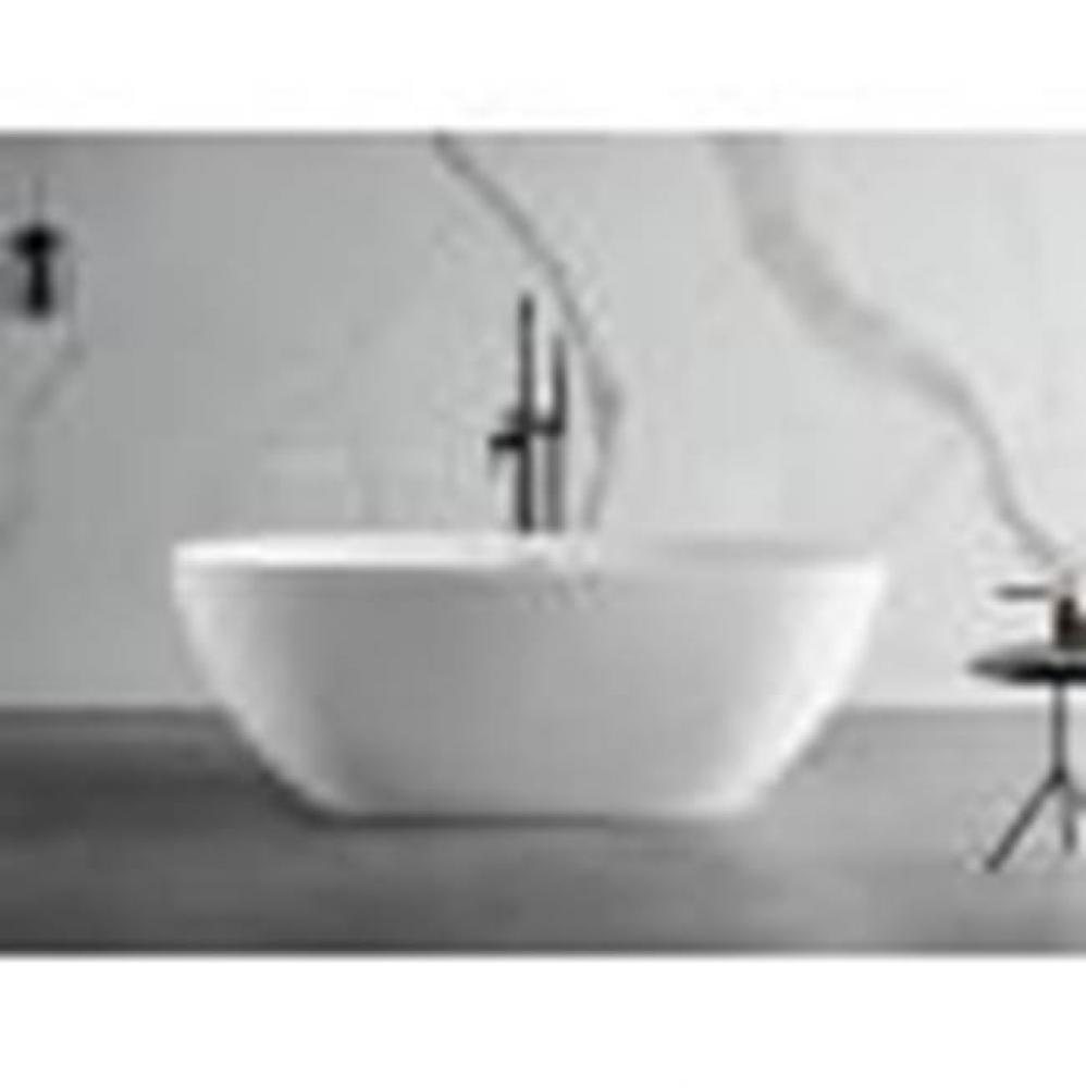 59'' White Oval Solid Surface Resin Soaking Bathtub