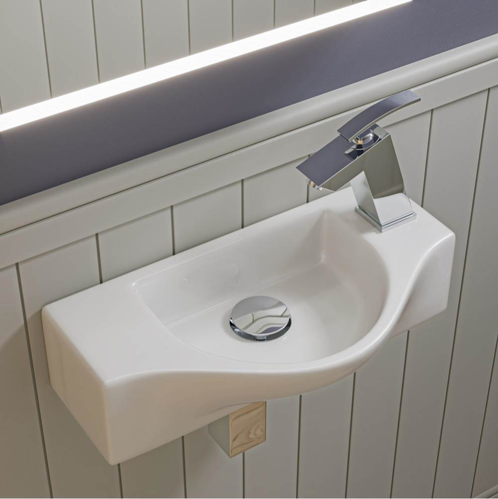 White 18'' Small Wall Mounted Ceramic Sink with Faucet Hole