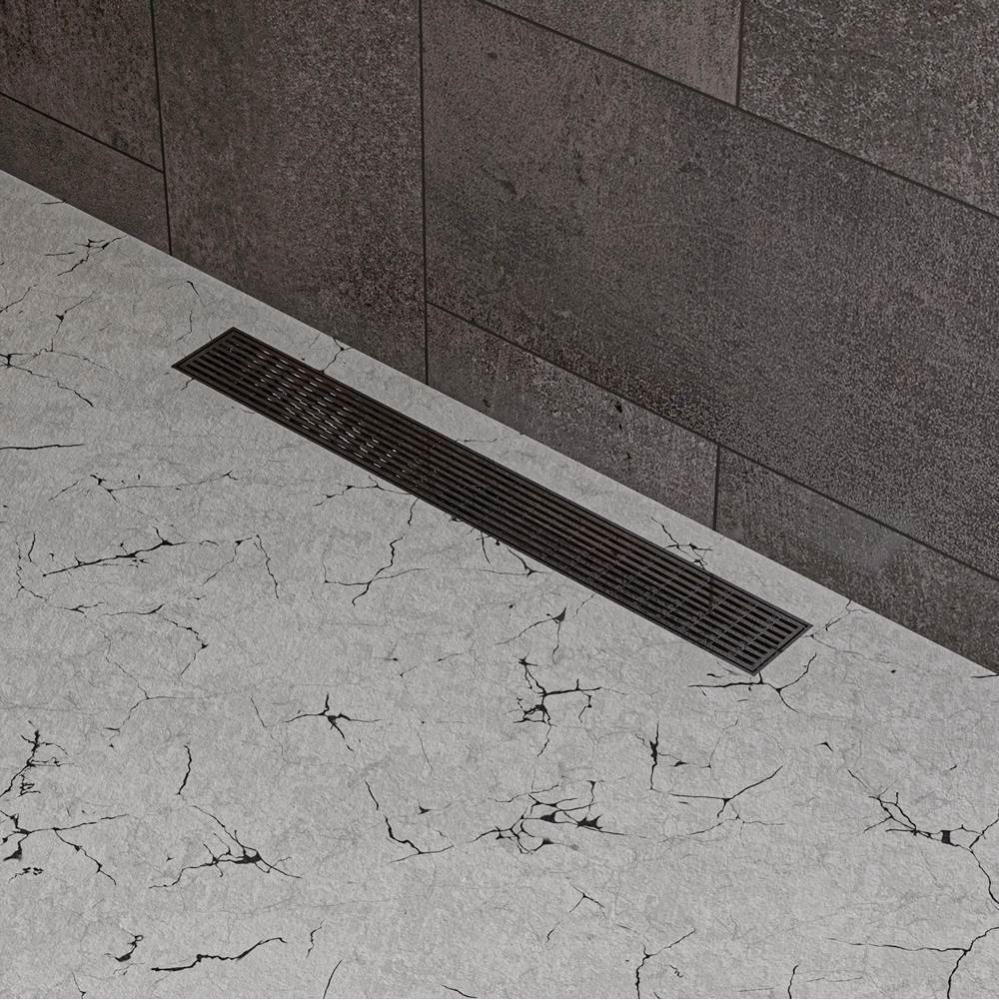 24'' Modern Stainless Steel Linear Shower Drain with Groove Lines