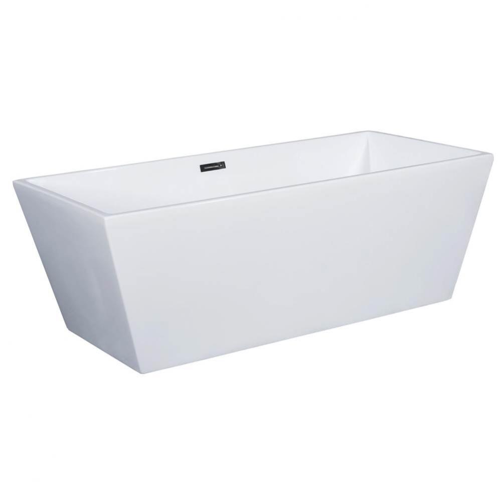 59 inch White Rectangular Acrylic Free Standing Soaking Bathtub