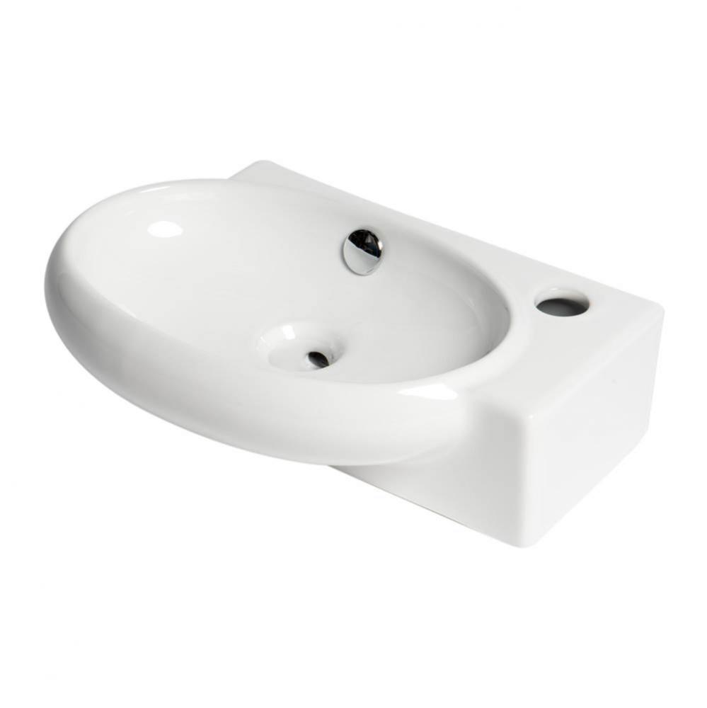 White 17'' Small Wall Mounted Ceramic Sink with Faucet Hole