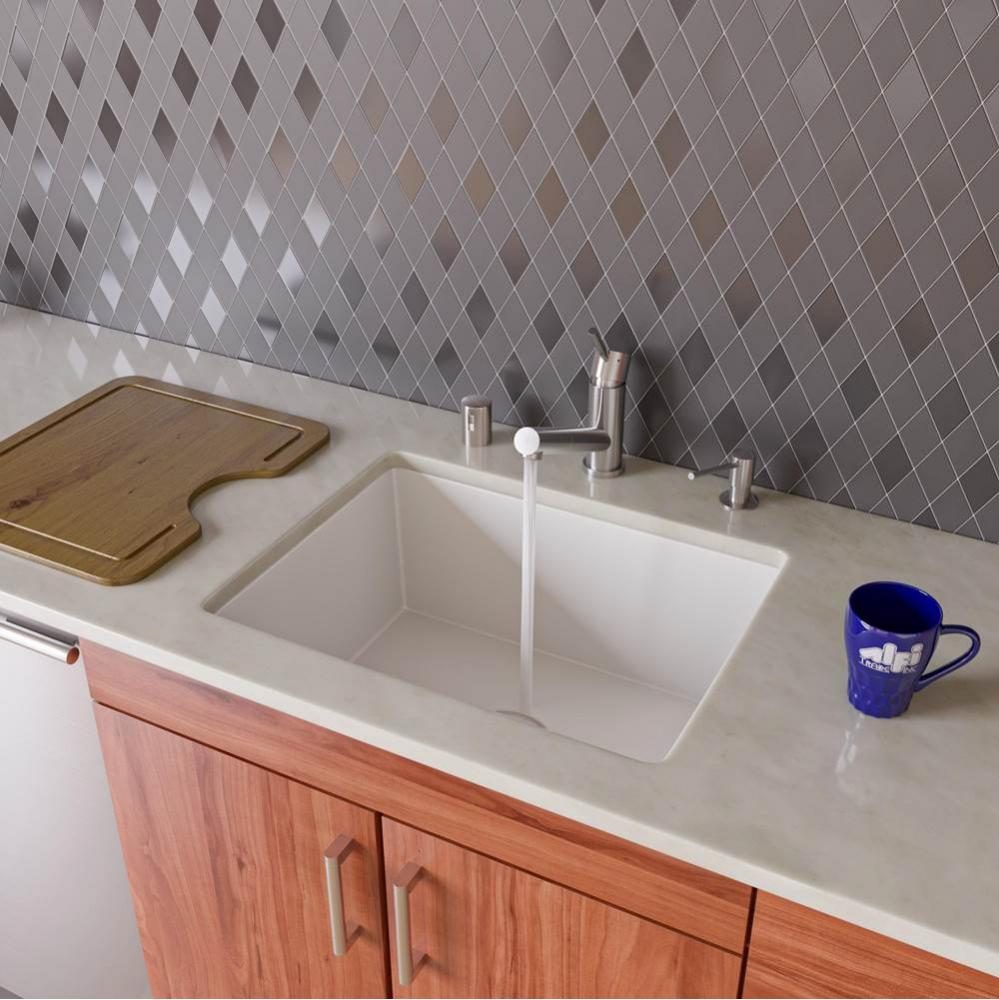 White 24'' Undermount Single Bowl Granite Composite Kitchen Sink