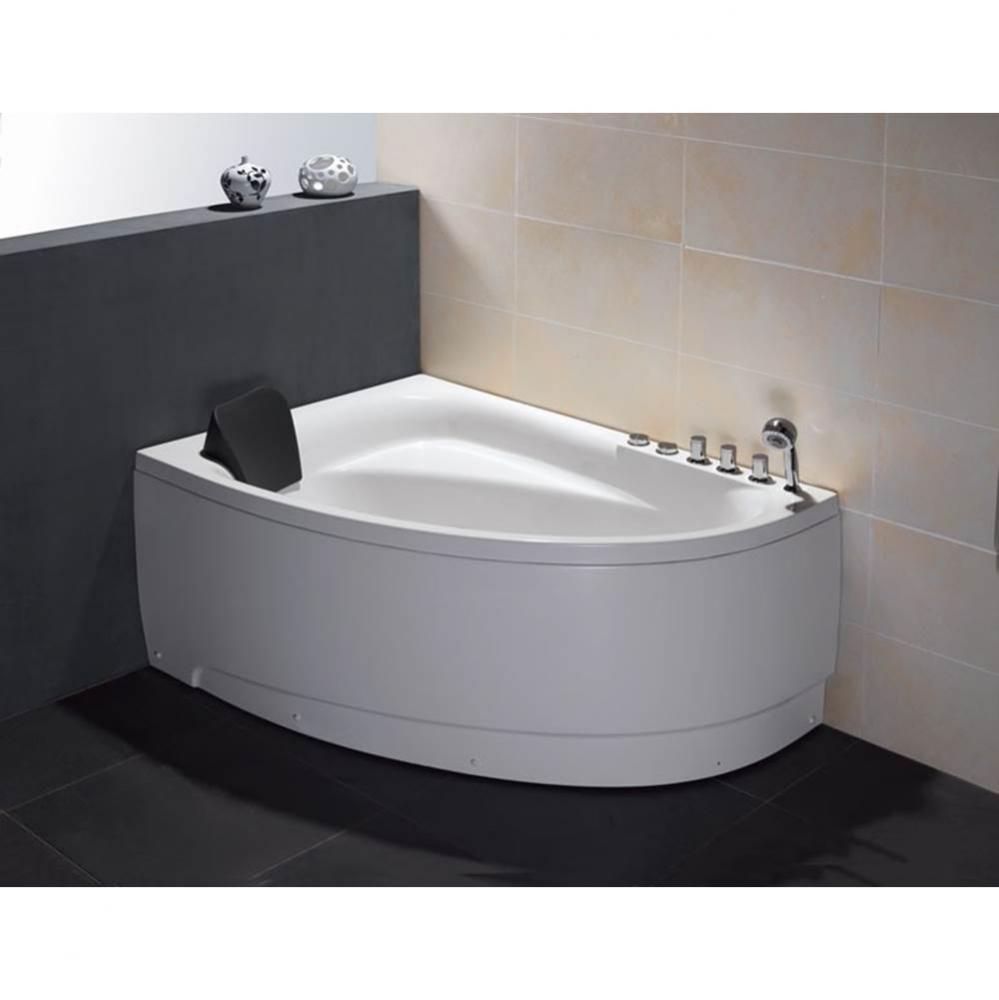 EAGO AM161-R  5'' Single Person Corner White Acrylic Whirlpool Bath Tub - Drain on Right