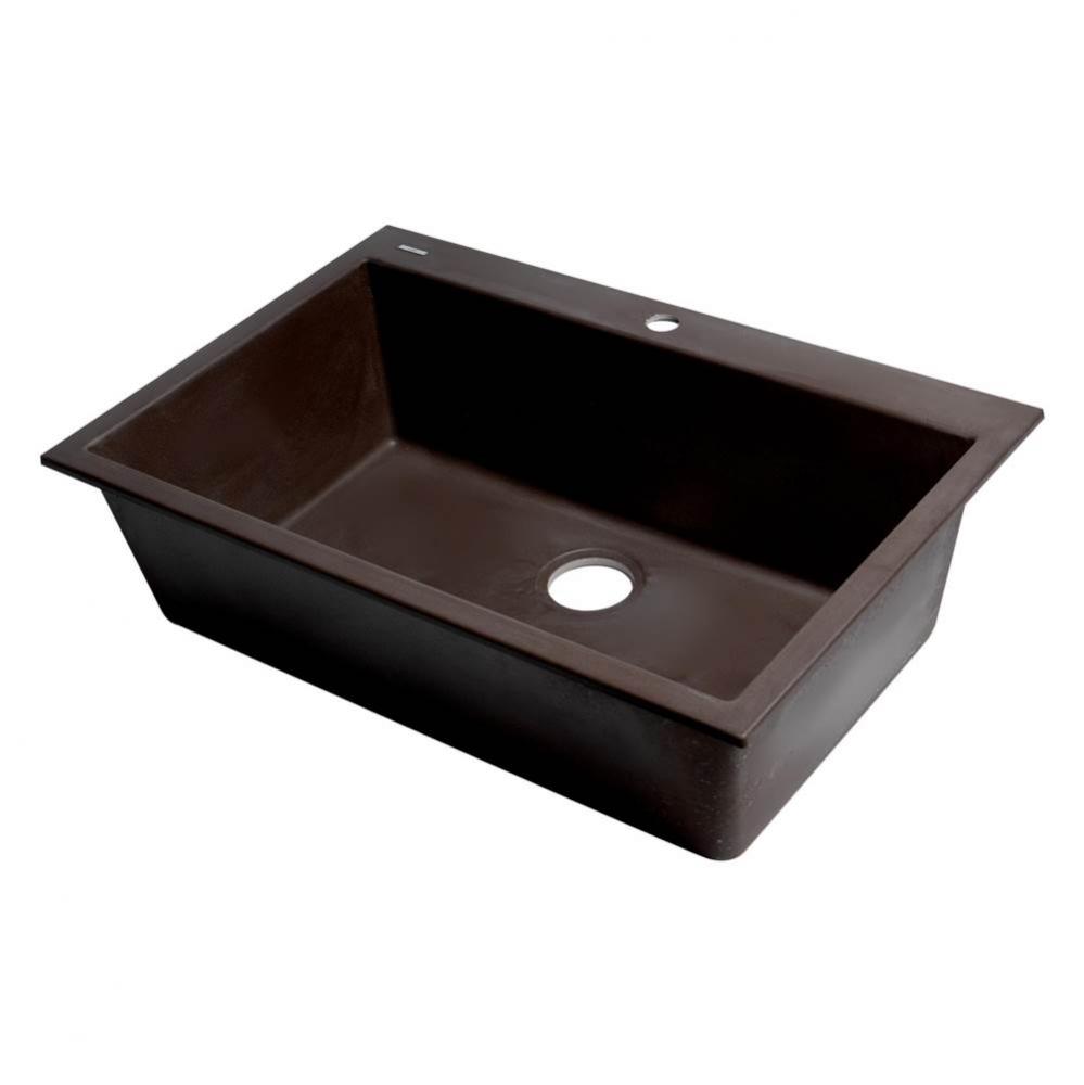 Chocolate 33'' Single Bowl Drop In Granite Composite Kitchen Sink