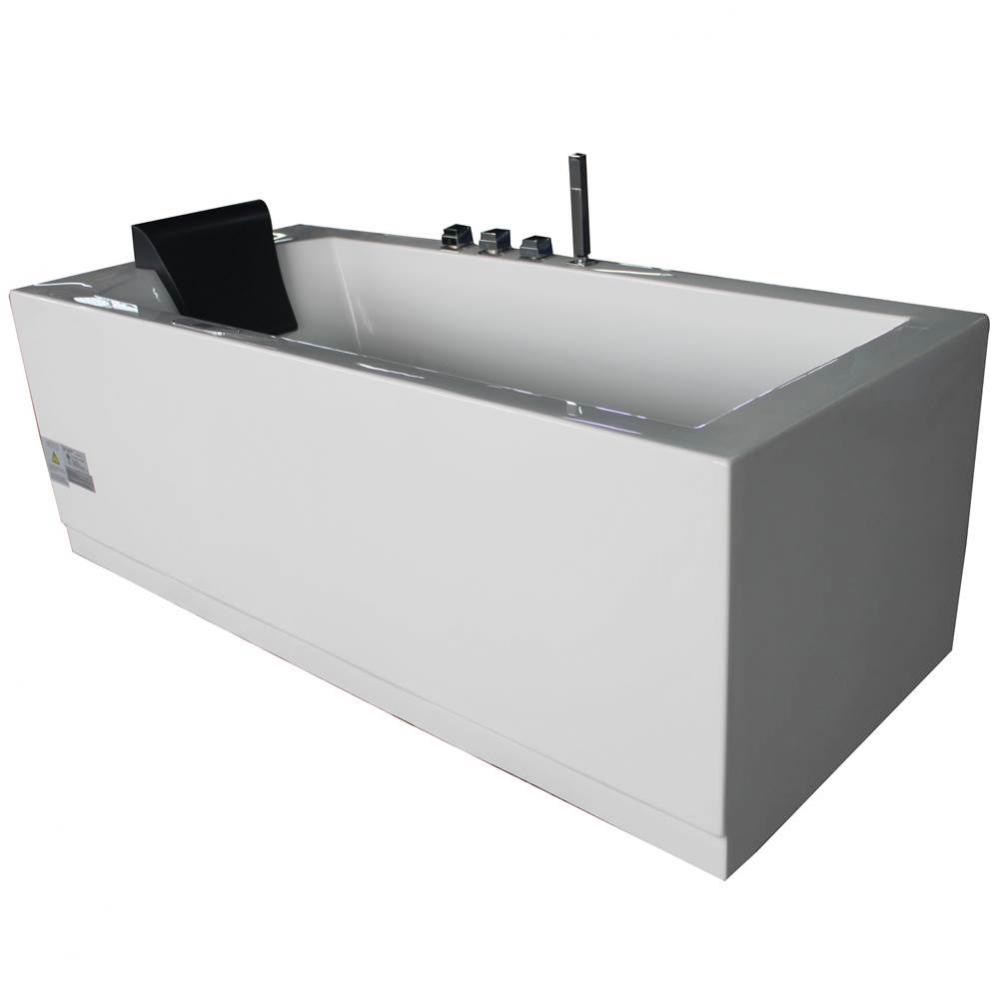 EAGO 1 5 ft Acrylic White Rectangular Whirlpool Bathtub w Fixtures