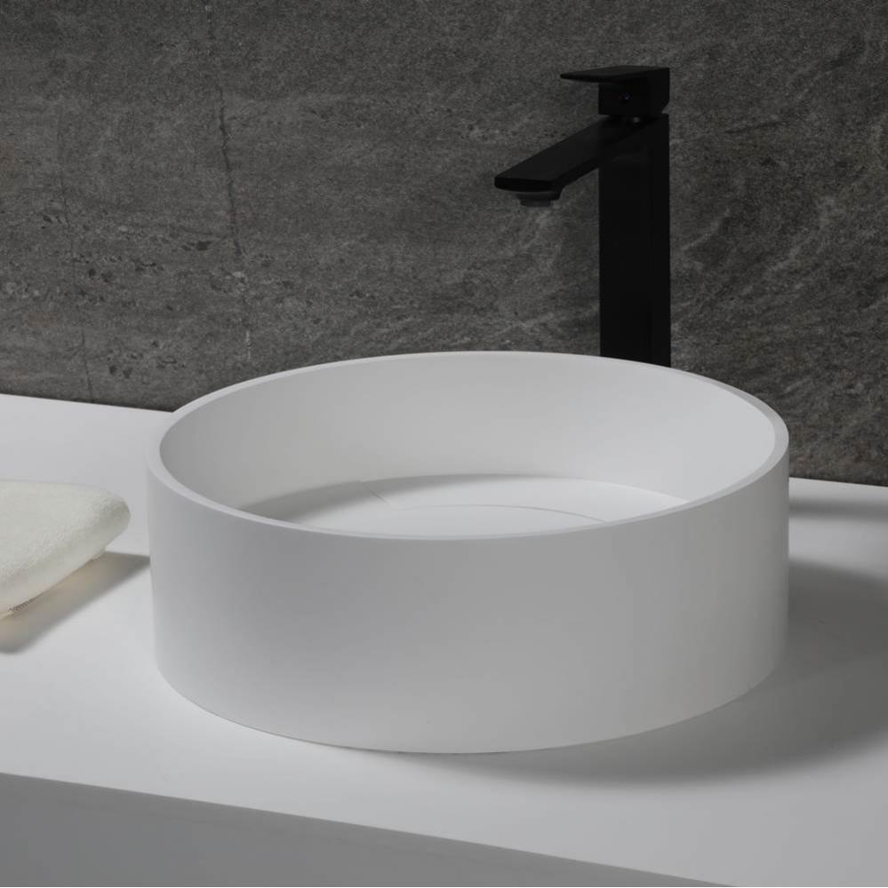 15'' Round White Matte Solid Surface Resin Sink