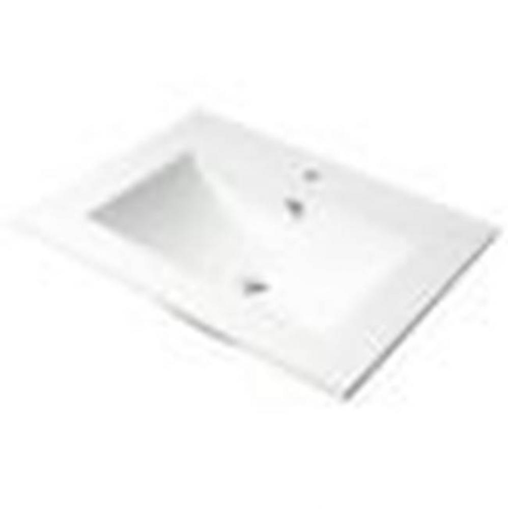 ALFI brand ABC803 White 25'' Rectangular Drop In Ceramic Sink with Faucet Hole