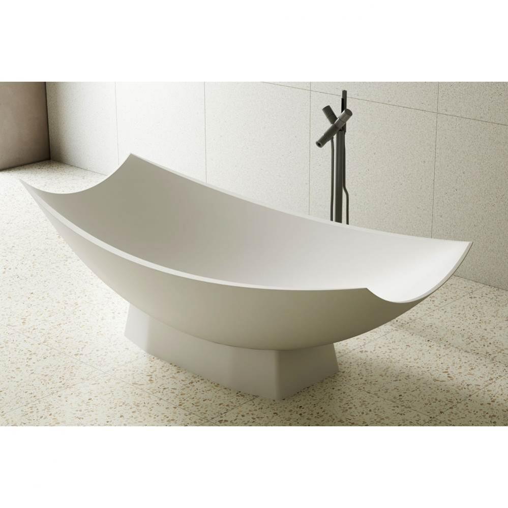 White Matte 71'' Solid Surface Resin Free Standing Hammock Style Bathtub