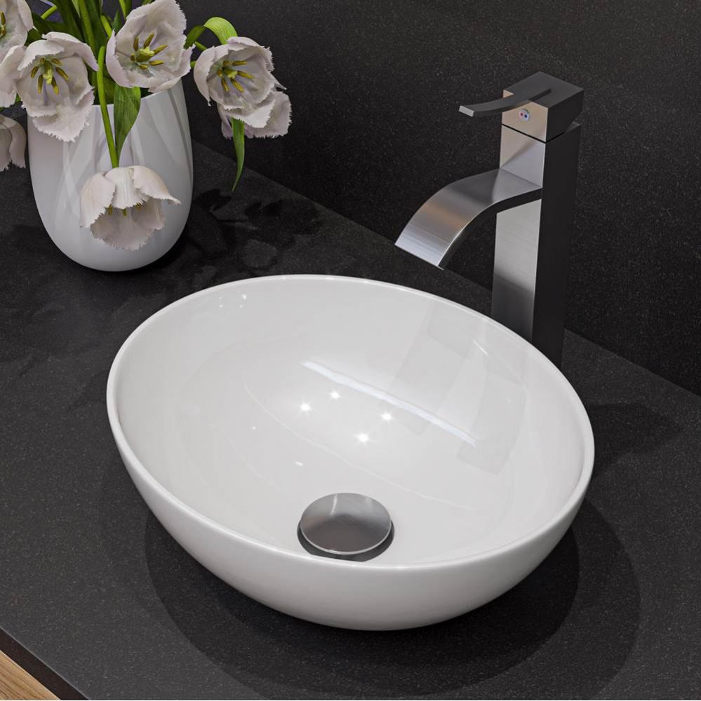 White 16'' Egg Shape Above Mount Ceramic Sink