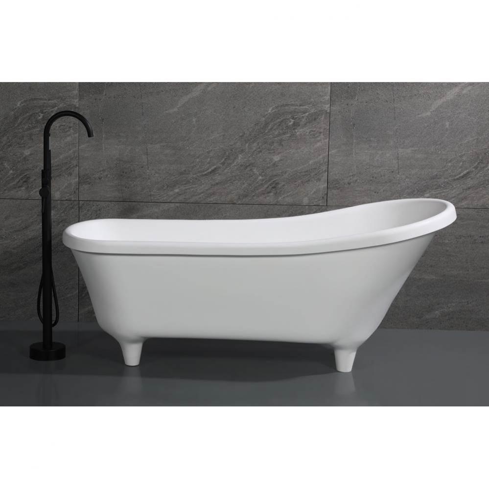 67'' White Matte Clawfoot Solid Surface Resin Bathtub