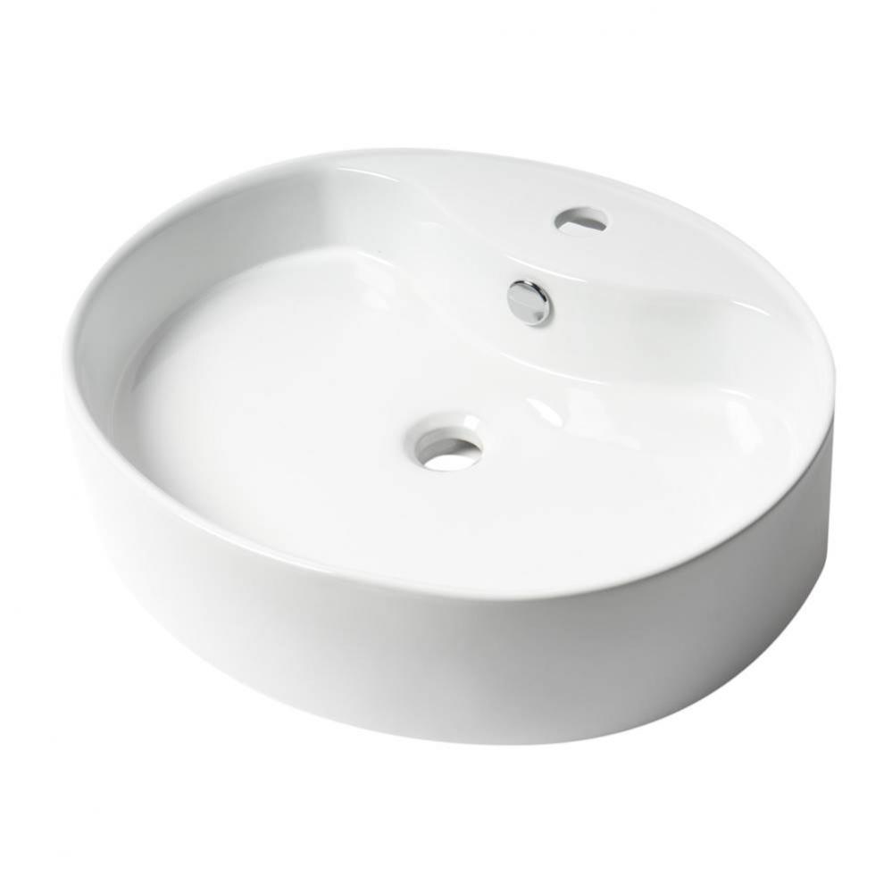 ALFI brand ABC910 White 22'' Oval Above Mount Ceramic Sink with Faucet Hole