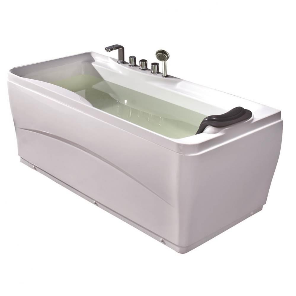 EAGO LK1102-L White Acrylic 63'' Soaking Tub with Fixtures