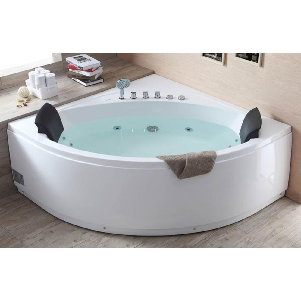 EAGO AM200  5'' Rounded Modern Double Seat Corner Whirlpool Bath Tub with Fixtures