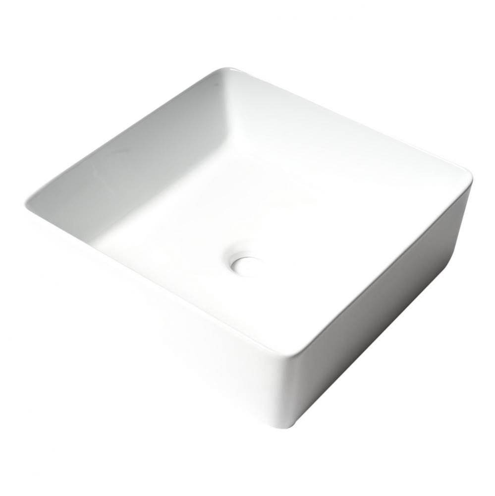 ALFI brand ABC903-W White 16'' Modern Square Above Mount Ceramic Sink