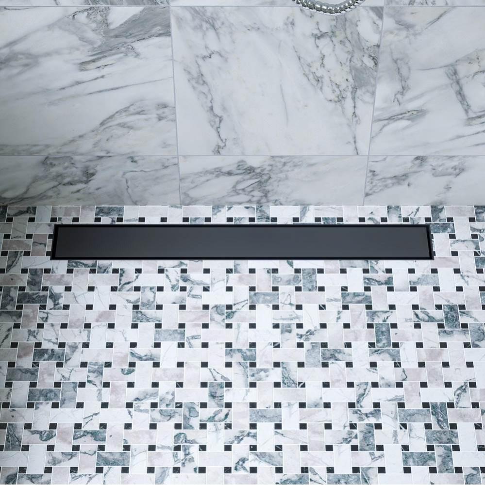 24'' Black Matte Stainless Steel Linear Shower Drain with Solid Cover