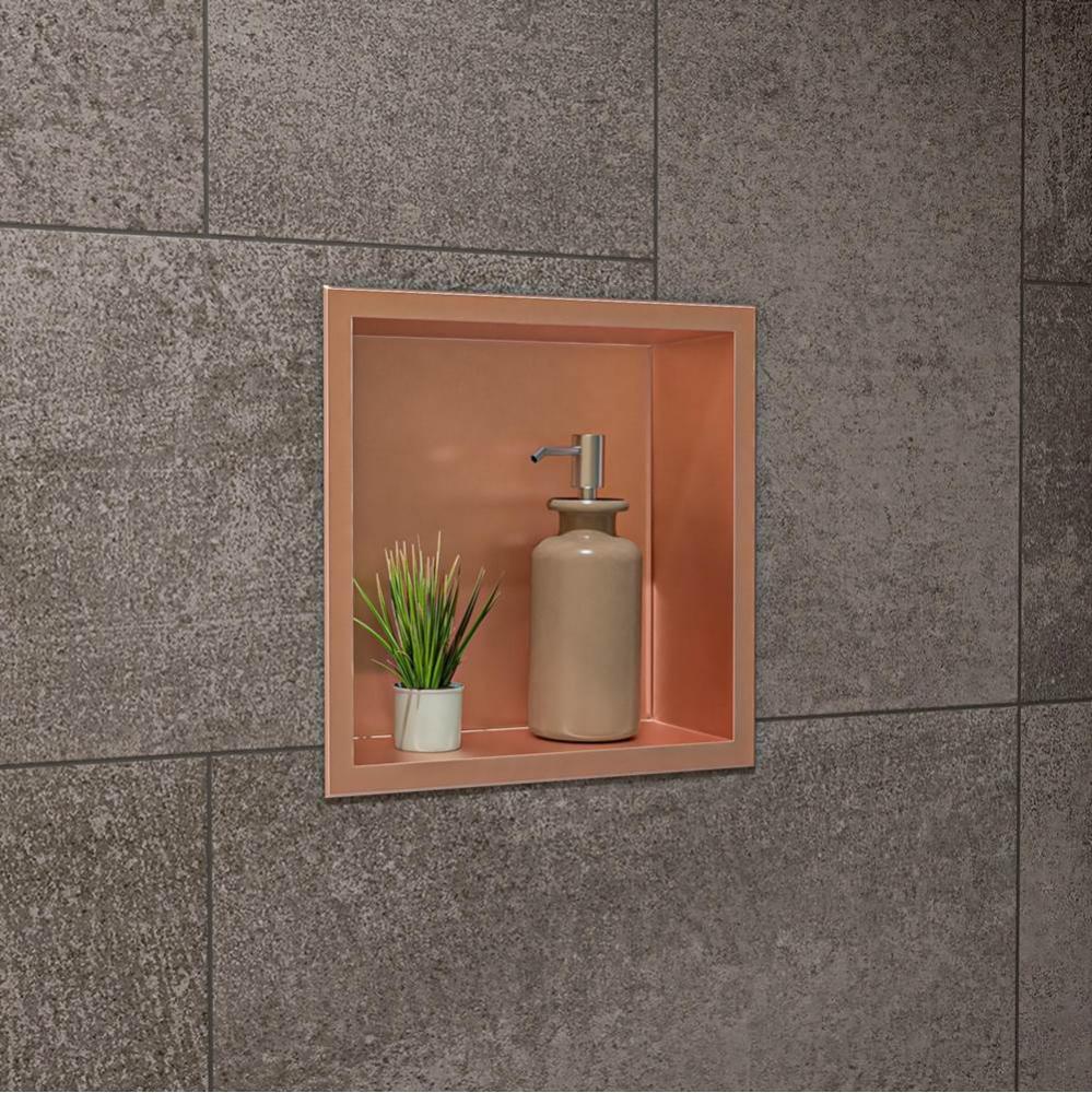 12'' x 12'' Brushed Copper PVD Stainless Steel Square Single Shelf Shower Nich