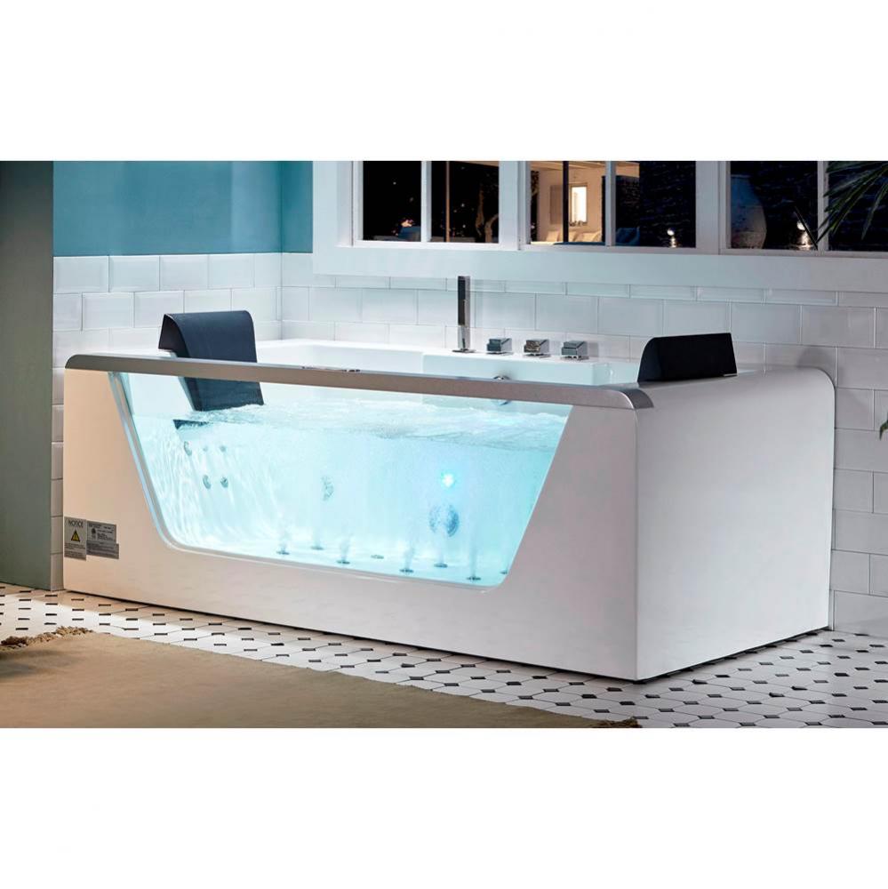 EAGO 1 6 ft Clear Rectangular Acrylic Whirlpool Bathtub for Two