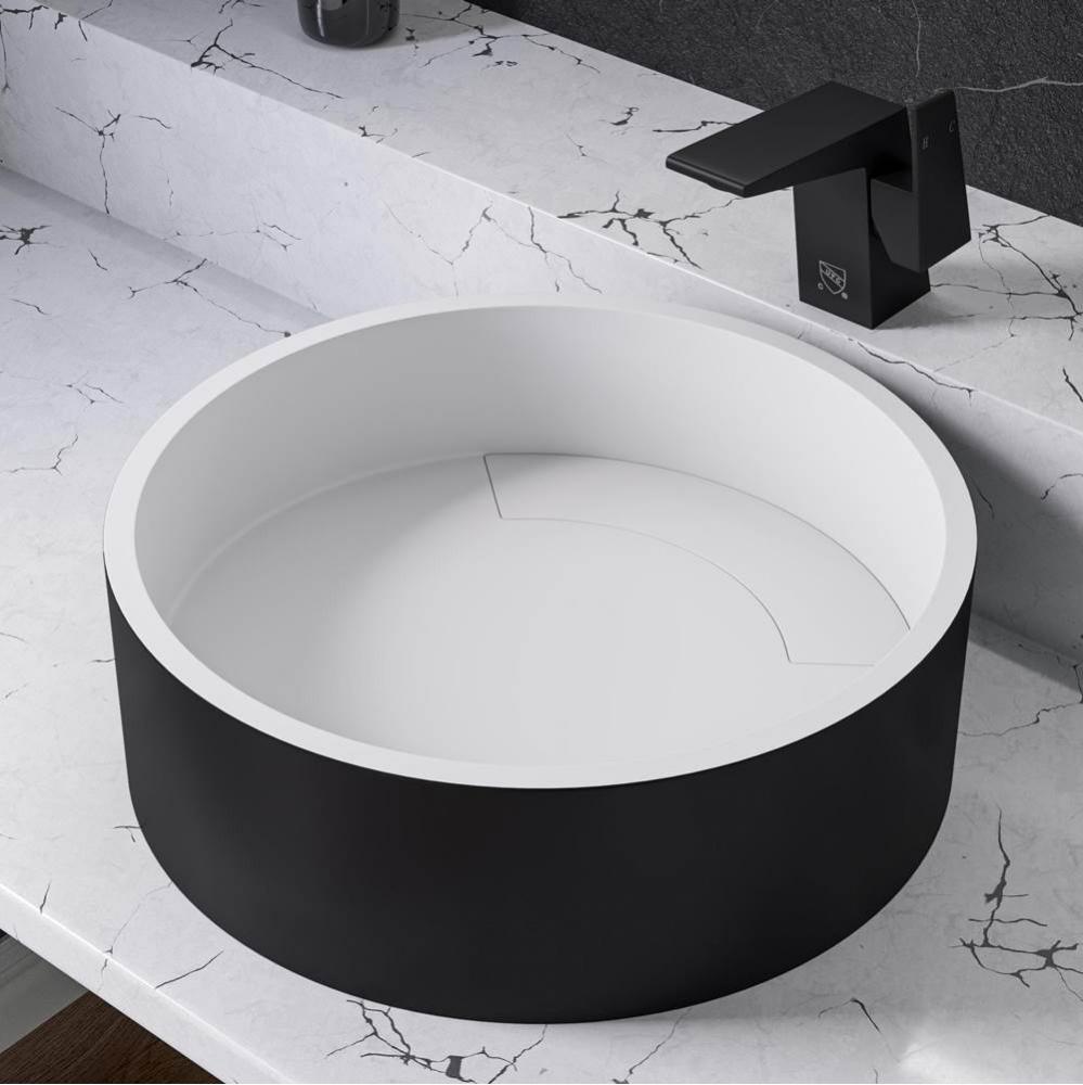 Black Matte 15'' Round Solid Surface Resin Sink