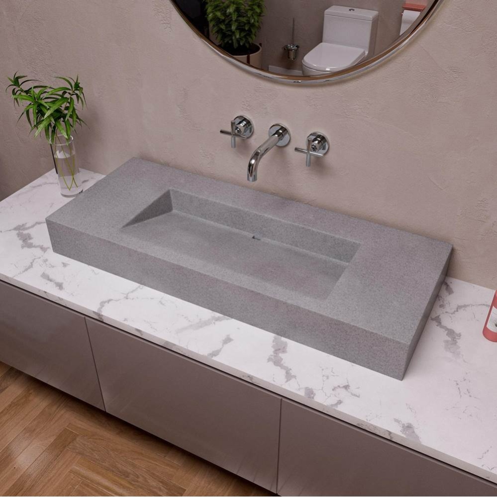 48'' Solid Concrete Rectangular Countertop Sink
