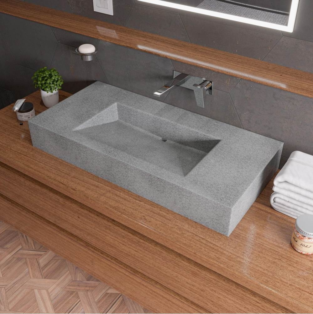 40'' Solid Concrete Rectangular Countertop Sink