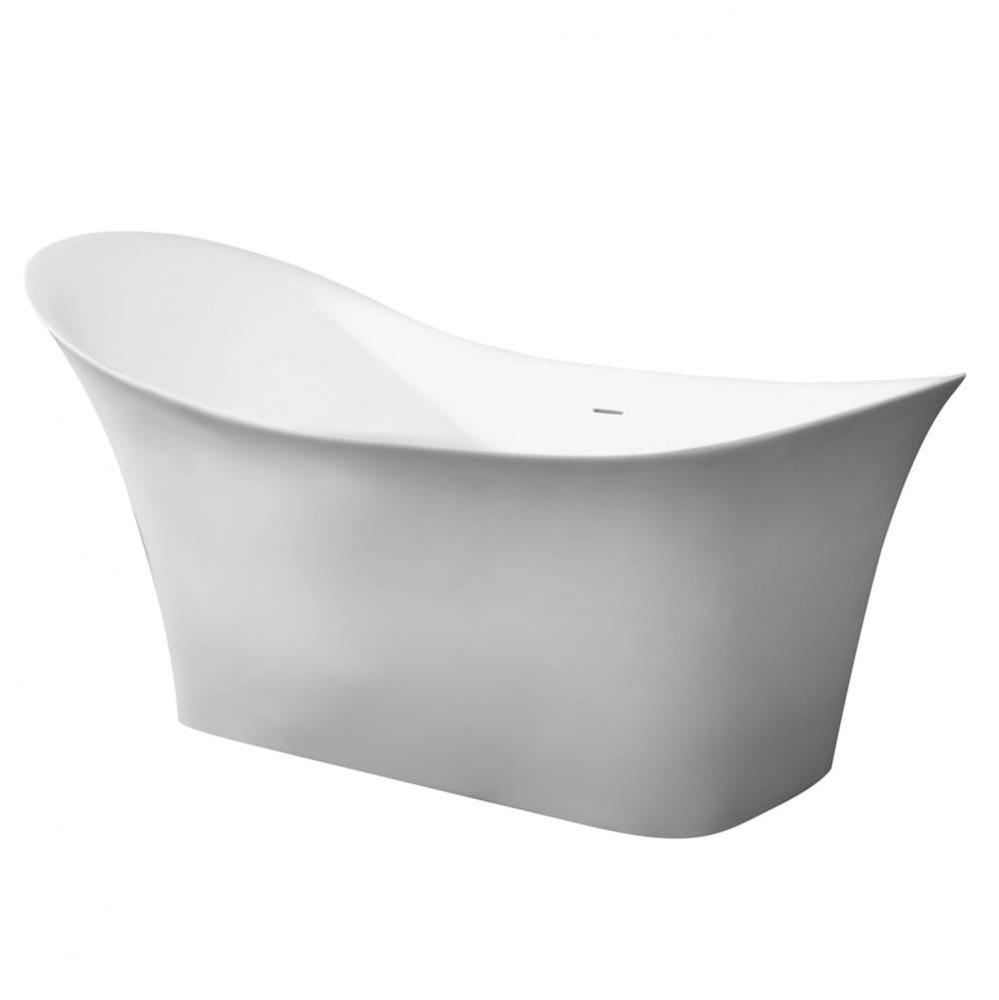 74'' White Solid Surface Smooth Resin Soaking Slipper Bathtub
