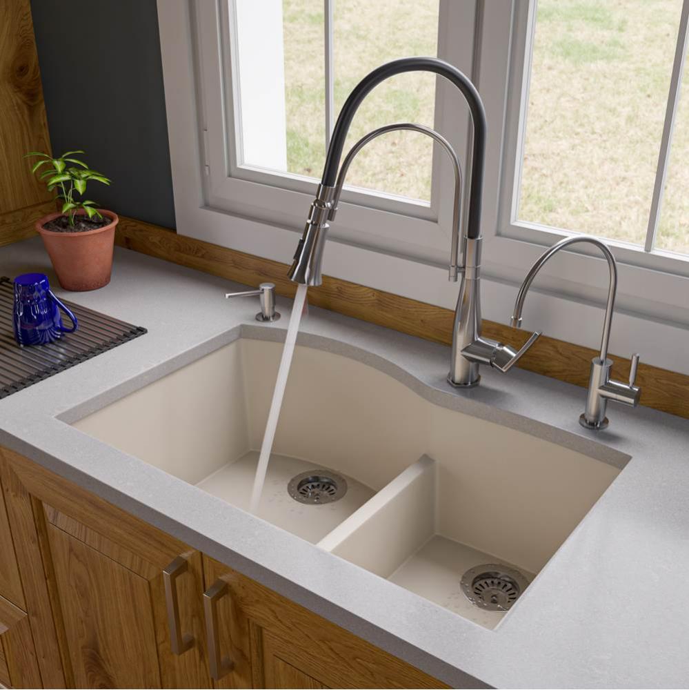 Biscuit 33'' Double Bowl Undermount Granite Composite Kitchen Sink