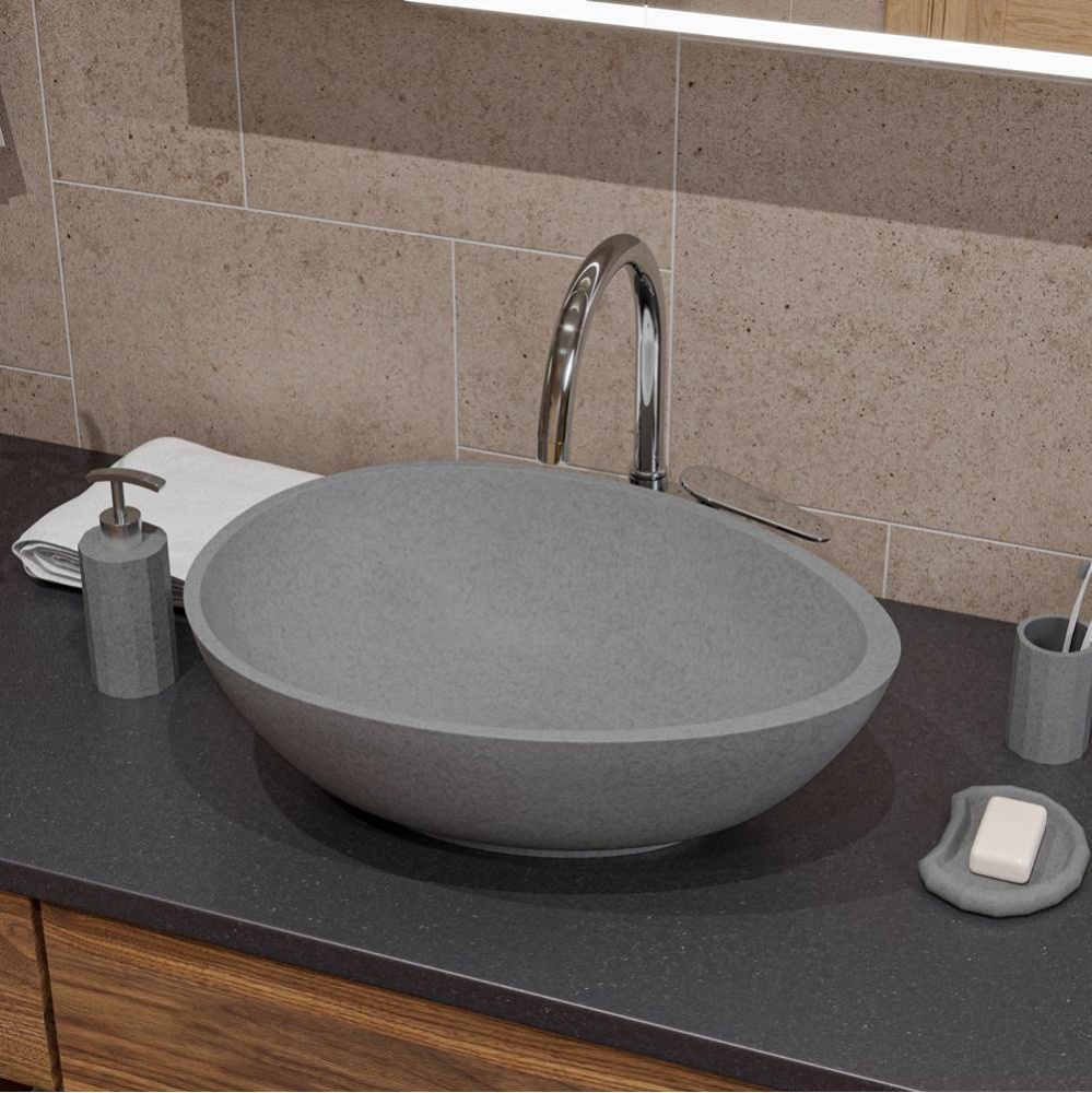 21'' Solid Concrete Tear Drop Above Mount Vessel Sink