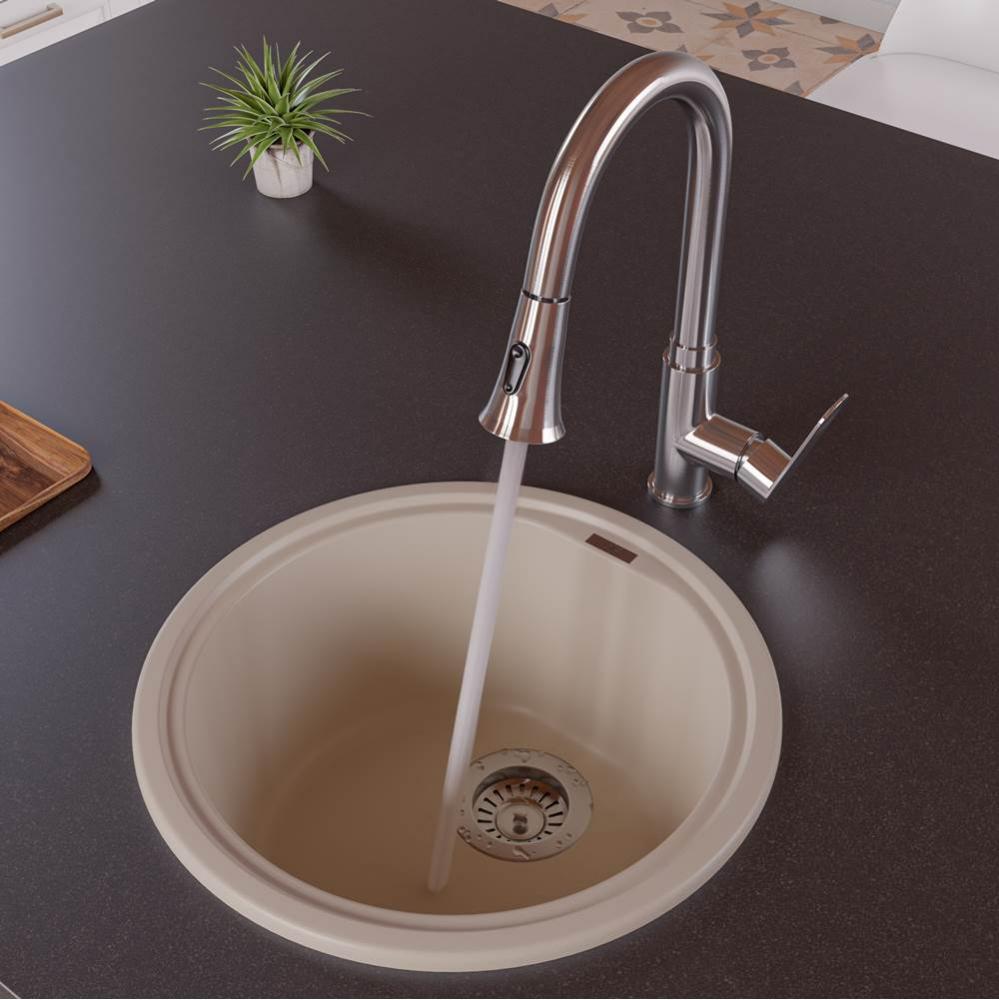 Biscuit 17'' Drop-In Round Granite Composite Kitchen Prep Sink